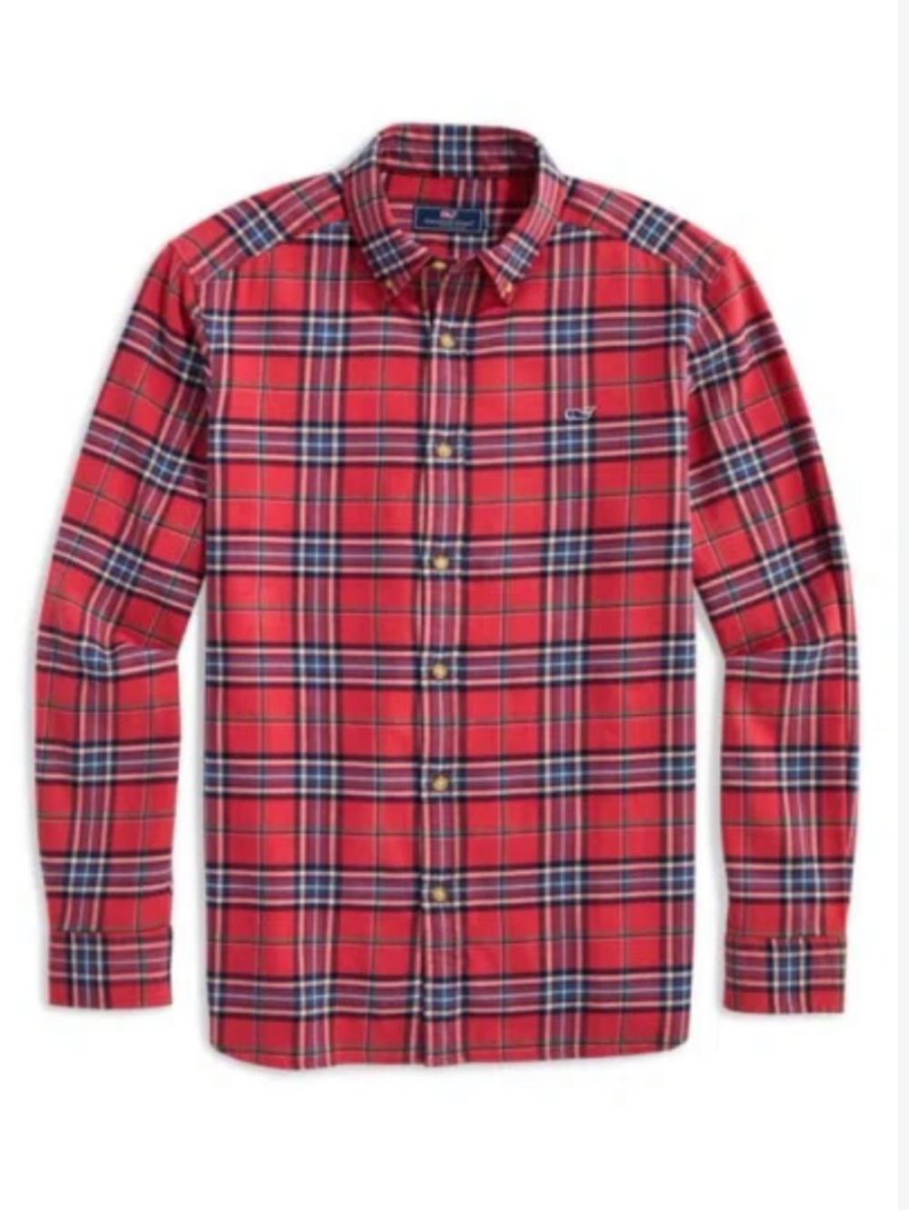 Vineyard Vines Red Plaid Crab Shell Flannel Button Down NWT M
